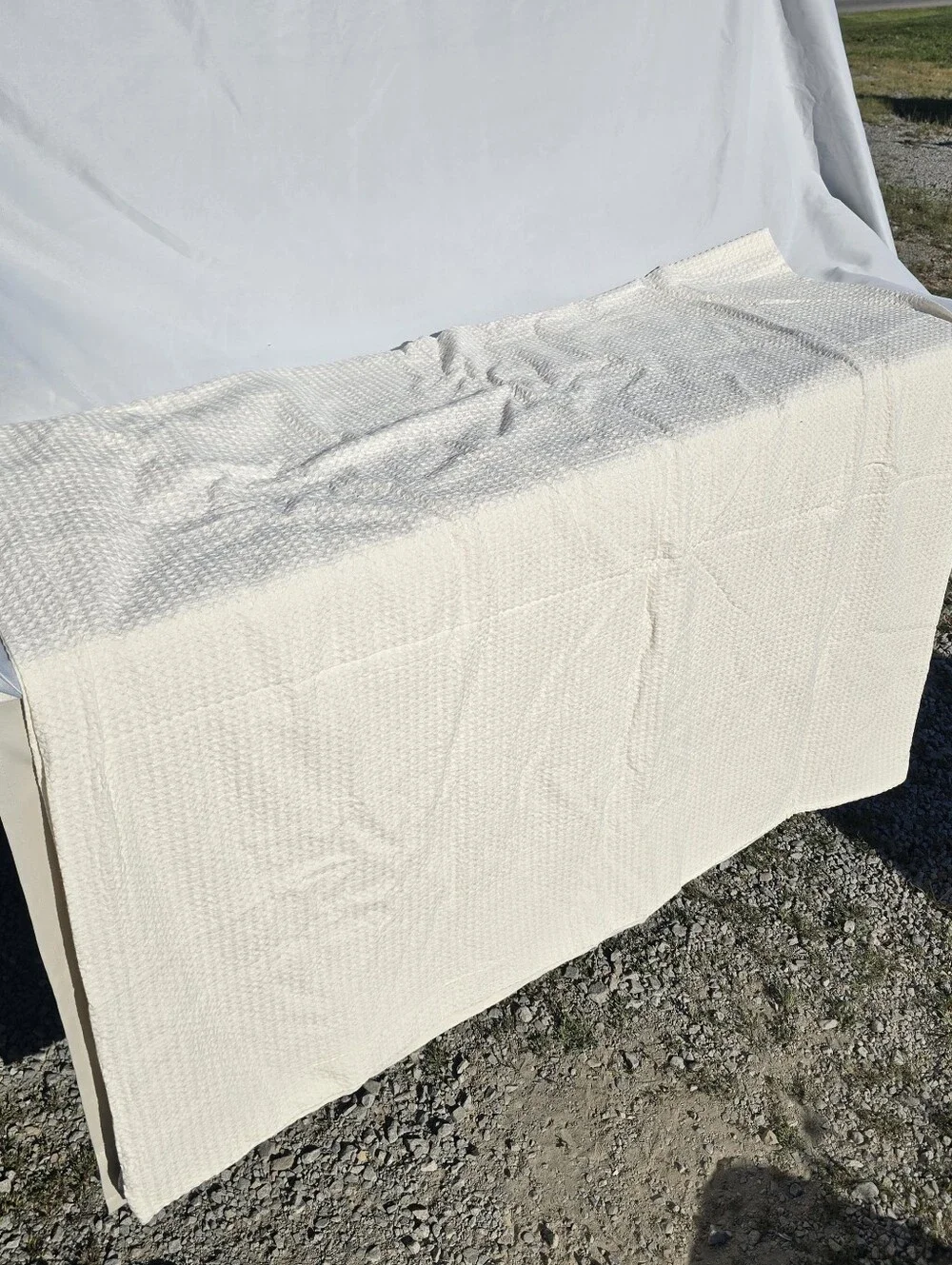 New Quince King/cal King Honeycomb Luxe Undyed Cream Duvet Cover Set 2 Shams